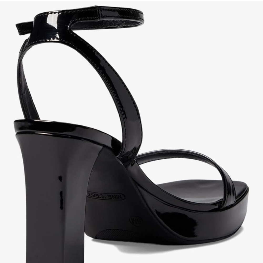 Nine west black platform patent sandals ankle strap sz 9.5 m - Picture 3 of 8